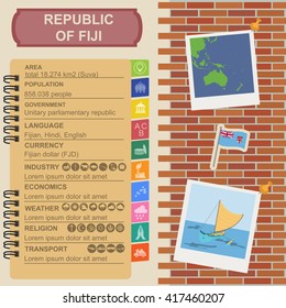 Fiji infographics, statistical data, sights. Vector illustration