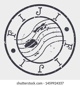 Fiji Islands Stamp Postal. Map Silhouette Seal. Passport Round Design. Vector Icon. Design Retro Travel.