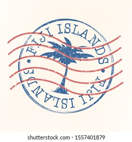 Fiji Islands Stamp Postal. Silhouette Seal. Passport Round Design. Vector Icon. Design Retro Travel. National Symbol.