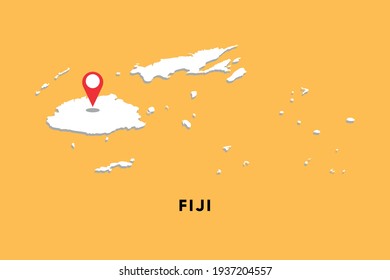 Mapa isométrico de Fiji con diseño de ilustración vectorial de icono de ubicación.