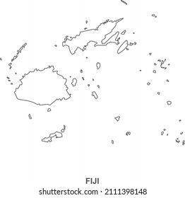 Fiji Line Black Map Fiji Map Stock Vector (Royalty Free) 2111398148 ...