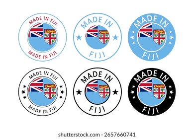 Fiji Feito em Carimbo em círculo com bandeira Modelo vetor em fundo branco