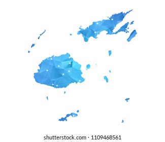 Fiji Map - Abstract geometric rumpled triangular low poly style gradient graphic on white background , line dots polygonal design for your . Vector illustration eps 10.