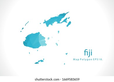 fiji-Karte Abstrakte geometrische, abgerundete dreieckige Grafik mit Low-Poly-Stil auf weißem Hintergrund