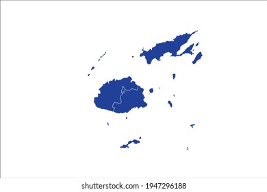 Fiji Map blue Color on White Backgound