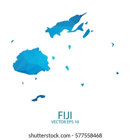 Fiji map - blue geometric rumpled triangular low poly style gradient graphic background , polygonal design for your . Vector illustration eps 10.