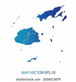 Fiji map, blue gradient color , infographic style , on white background with Map World. Wire frame 3D mesh , map 3D,