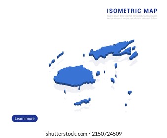 Mapa de Fiji azul aislado en fondo blanco con 3d ilustración vectorial isométrica.