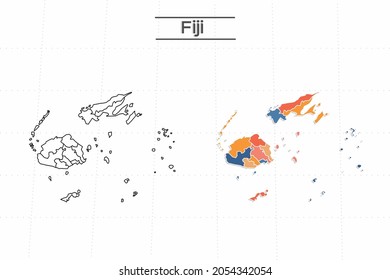 Fiji map city vector divided by colorful outline simplicity style. Have 2 versions, black thin line version and colorful version. Both map were on the white background.