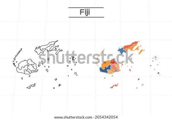 Fiji map city vector\
divided by colorful outline simplicity style. Have 2 versions,\
black thin line version and colorful version. Both map were on the\
white background.