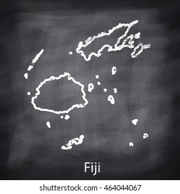 Fiji map drawn with chalk on blackboard background