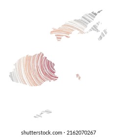 Fiji map filled with concentric circles. Sketch style circles in shape of the country. Vector Illustration.