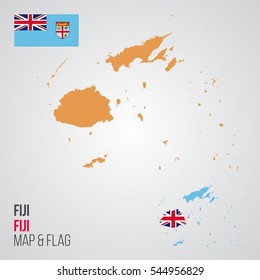 Fiji Map And Flag