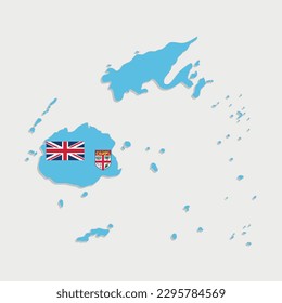 mapa fiji con bandera en fondo gris