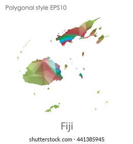 Fiji map in geometric polygonal style.Abstract gems triangle,modern design background. Vector illustration EPS10