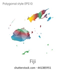 Fiji map in geometric polygonal style.Abstract gems triangle,modern design background. Vector illustration EPS10