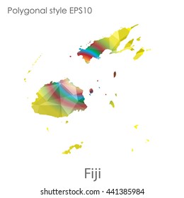 Fiji map in geometric polygonal style.Abstract gems triangle,modern design background. Vector illustration EPS10