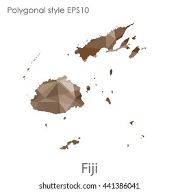 Fiji map in geometric polygonal style.Abstract gems triangle,modern design background. Vector illustration EPS10