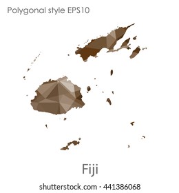 Fiji map in geometric polygonal style.Abstract gems triangle,modern design background. Vector illustration EPS10