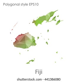 Fiji map in geometric polygonal style.Abstract gems triangle,modern design background. Vector illustration EPS10