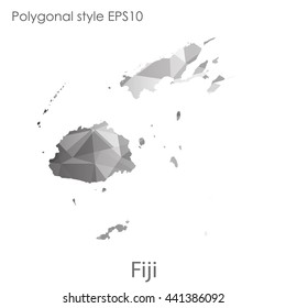 Fiji map in geometric polygonal style.Abstract gems triangle,modern design background. Vector illustration EPS10