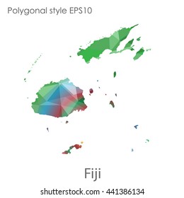 Fiji map in geometric polygonal style.Abstract gems triangle,modern design background. Vector illustration EPS10