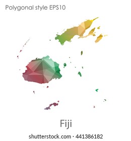 Fiji map in geometric polygonal style.Abstract gems triangle,modern design background. Vector illustration EPS10