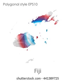 Fiji map in geometric polygonal style.Abstract gems triangle,modern design background. Vector illustration EPS10