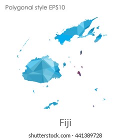 Fiji map in geometric polygonal style.Abstract gems triangle,modern design background. Vector illustration EPS10