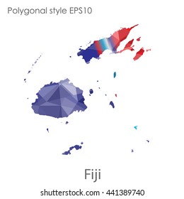 Fiji map in geometric polygonal style.Abstract gems triangle,modern design background. Vector illustration EPS10