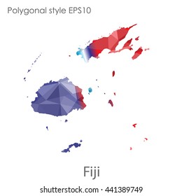 Fiji map in geometric polygonal style.Abstract gems triangle,modern design background. Vector illustration EPS10