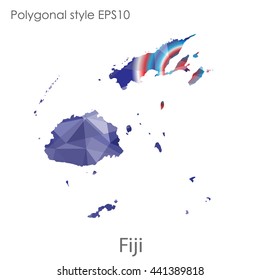 Fiji map in geometric polygonal style.Abstract gems triangle,modern design background. Vector illustration EPS10