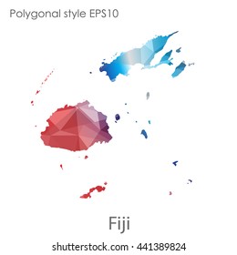 Fiji map in geometric polygonal style.Abstract gems triangle,modern design background. Vector illustration EPS10