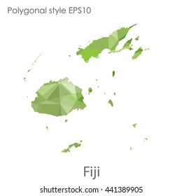 Fiji map in geometric polygonal style.Abstract gems triangle,modern design background. Vector illustration EPS10