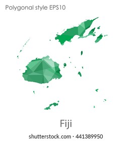 Fiji map in geometric polygonal style.Abstract gems triangle,modern design background. Vector illustration EPS10