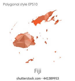 Fiji map in geometric polygonal style.Abstract gems triangle,modern design background. Vector illustration EPS10