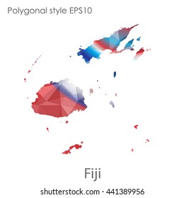 Fiji map in geometric polygonal style.Abstract gems triangle,modern design background. Vector illustration EPS10