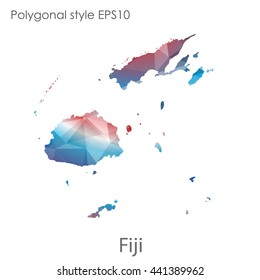 Fiji map in geometric polygonal style.Abstract gems triangle,modern design background. Vector illustration EPS10