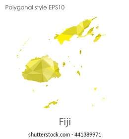 Fiji map in geometric polygonal style.Abstract gems triangle,modern design background. Vector illustration EPS10