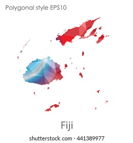 Fiji map in geometric polygonal style.Abstract gems triangle,modern design background. Vector illustration EPS10