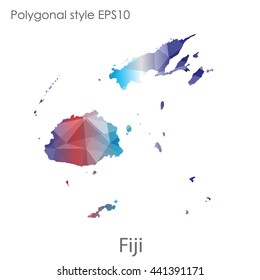 Fiji map in geometric polygonal style.Abstract gems triangle,modern design background. Vector illustration EPS10