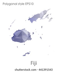 Fiji map in geometric polygonal style.Abstract gems triangle,modern design background. Vector illustration EPS10