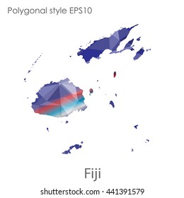 Fiji map in geometric polygonal style.Abstract gems triangle,modern design background. Vector illustration EPS10