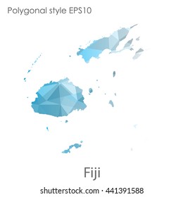 Fiji map in geometric polygonal style.Abstract gems triangle,modern design background. Vector illustration EPS10
