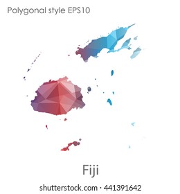Fiji map in geometric polygonal style.Abstract gems triangle,modern design background. Vector illustration EPS10