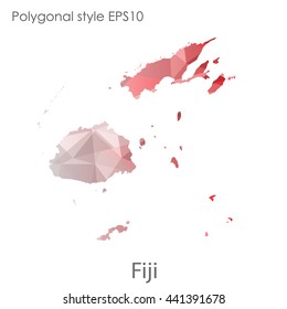 Fiji map in geometric polygonal style.Abstract gems triangle,modern design background. Vector illustration EPS10