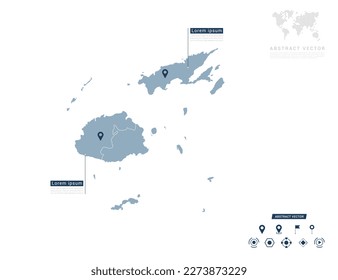 Mapa de Fiyi de azul infográfico Navegador locación de pin verificando la posición del plan de información de comunicación.