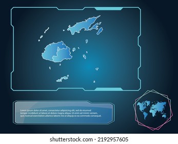 Fiji Map infographic technology blue Color element collection background