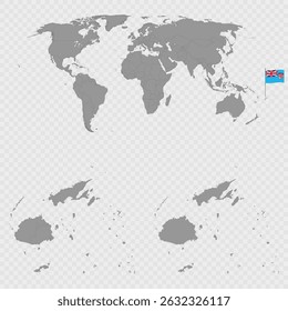 Mapa de Fiji com localização mundial.