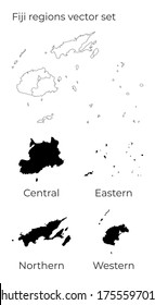 Mapa de Fiyi con formas de regiones. Mapa vectorial en blanco del País con regiones. Fronteras del país para tu infografía. Ilustración vectorial.